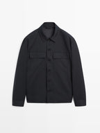 Cool wool blend zipped overshirt