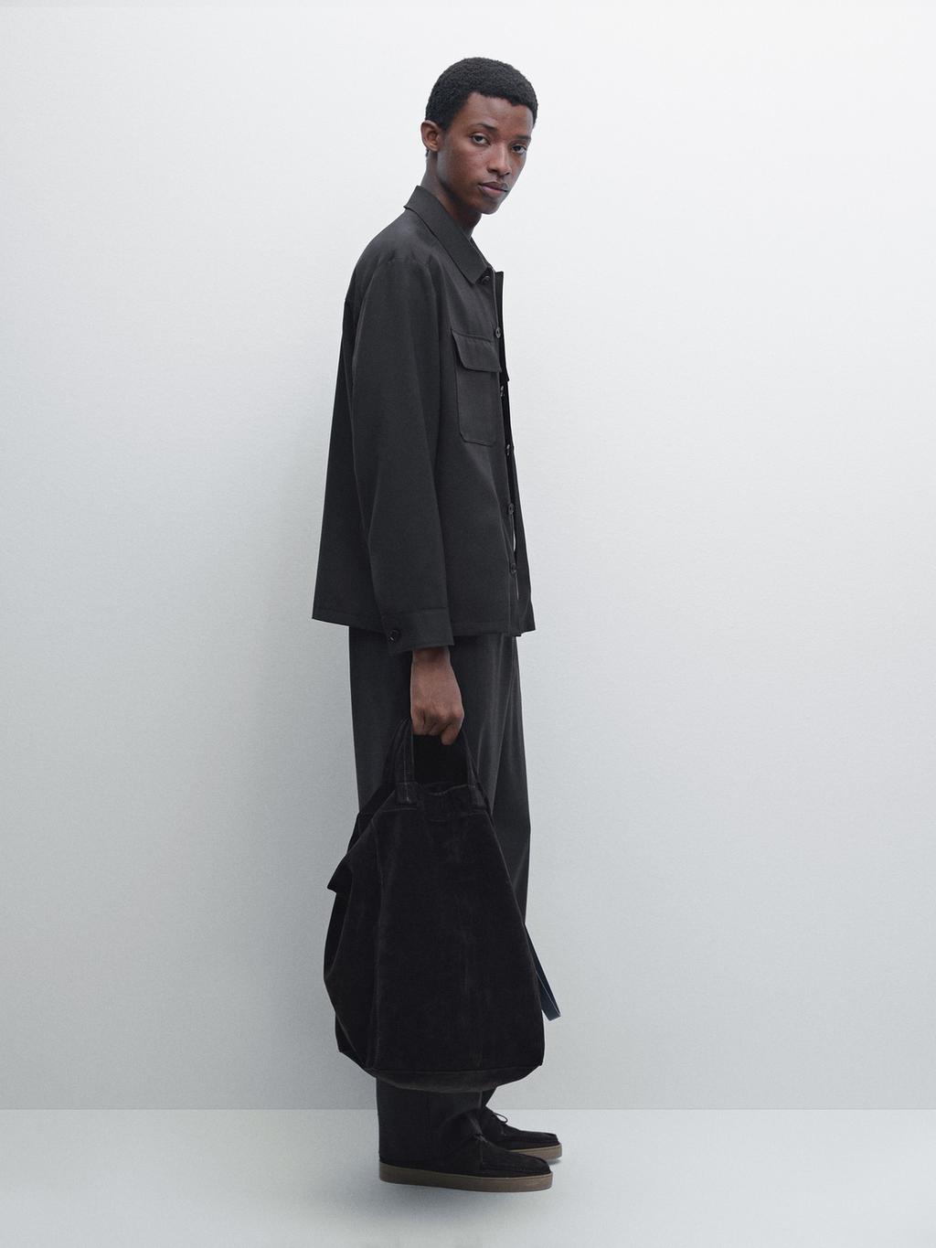 Cool wool blend zipped overshirt