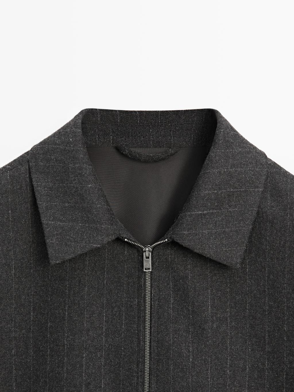 Striped wool blend jacket