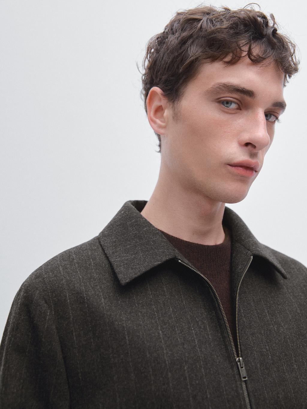 Striped wool blend jacket