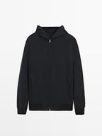 Double wool blend hooded jacket