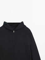 Double wool blend hooded jacket