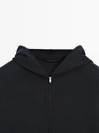Double wool blend hooded jacket