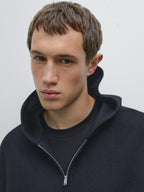 Double wool blend hooded jacket