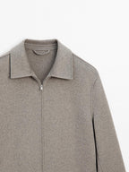 Double wool blend zip-up jacket