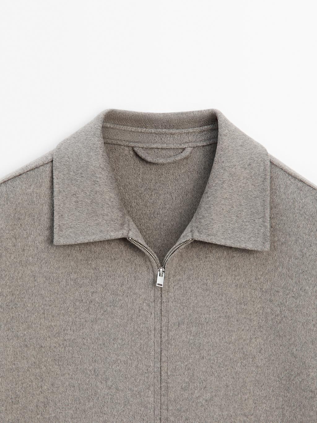 Double wool blend zip-up jacket