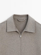 Double wool blend zip-up jacket