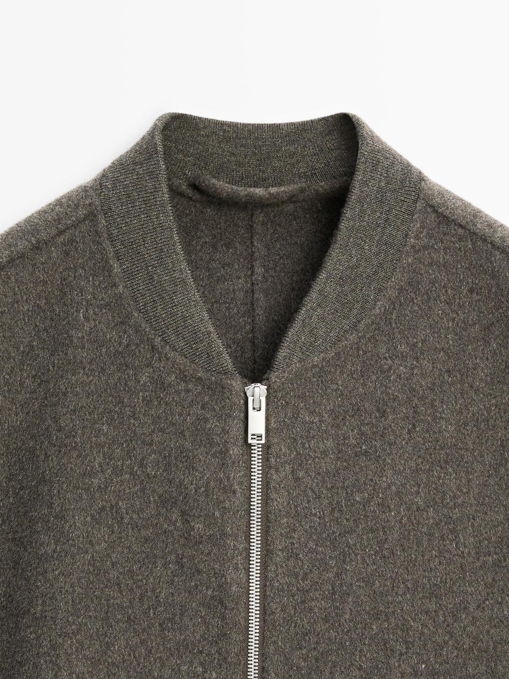 Double wool blend bomber jacket