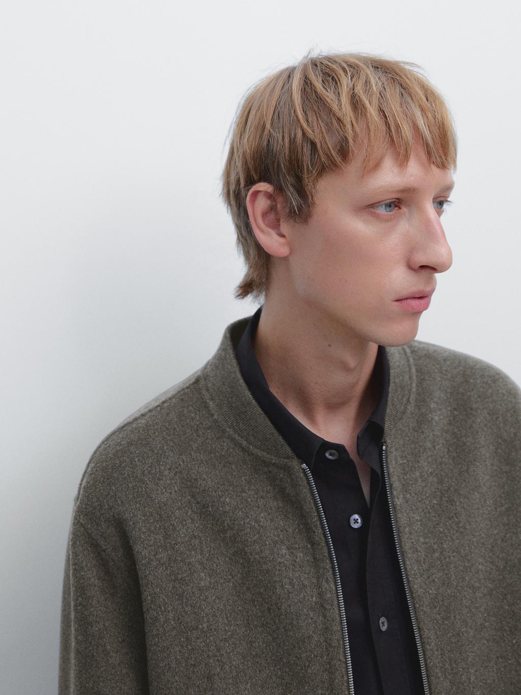 Double wool blend bomber jacket