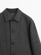Short wool blend jacket with padded lining