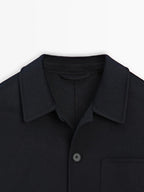Double wool blend overshirt with pockets