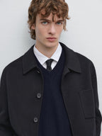 Double wool blend overshirt with pockets