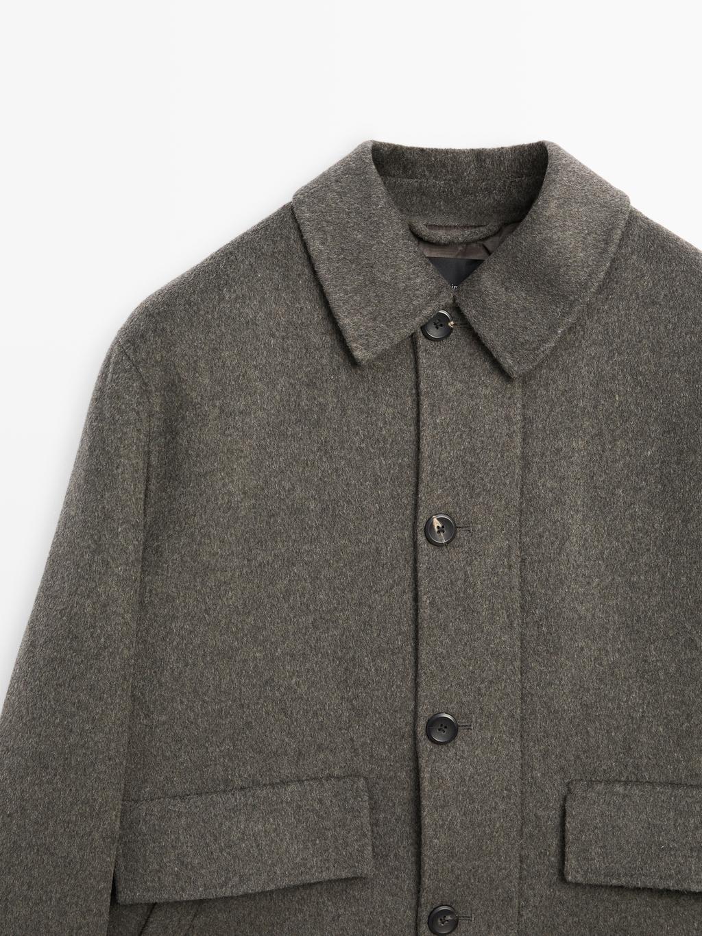 Short wool blend coat with padded lining