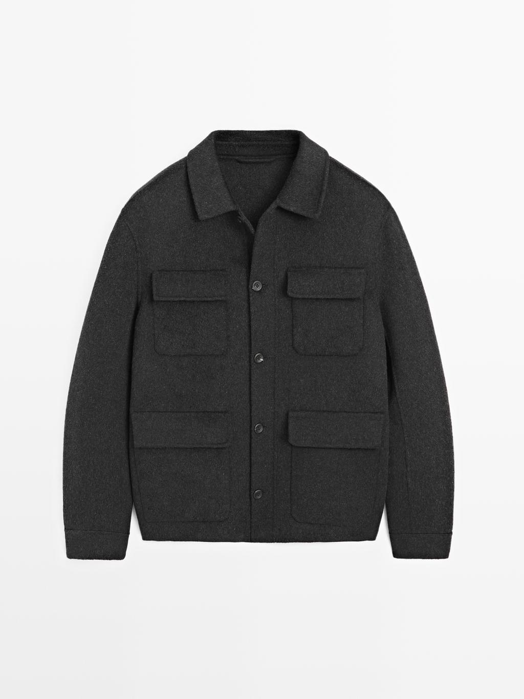 Double wool blend jacket with pockets