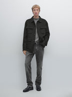 Double wool blend jacket with pockets