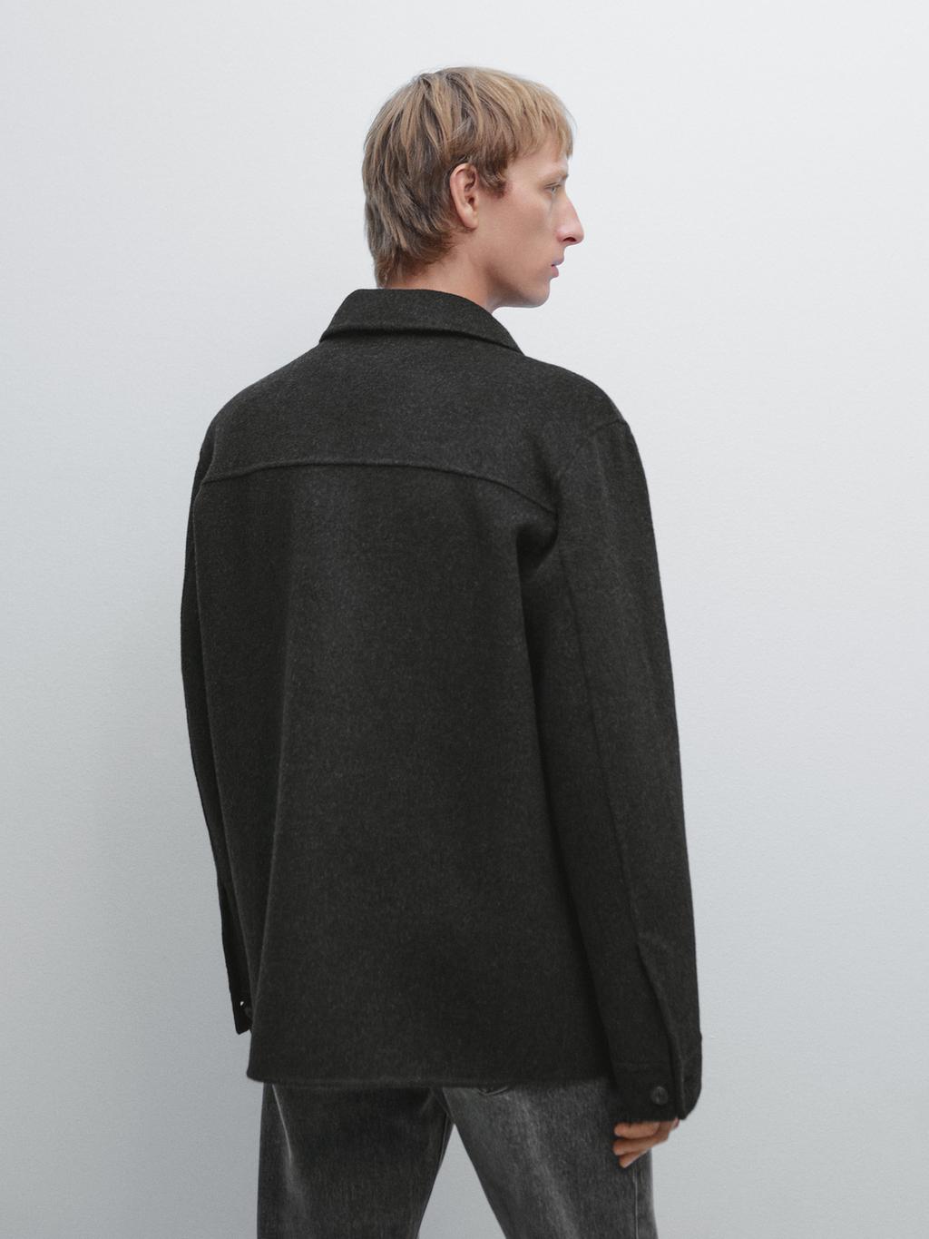 Double wool blend jacket with pockets