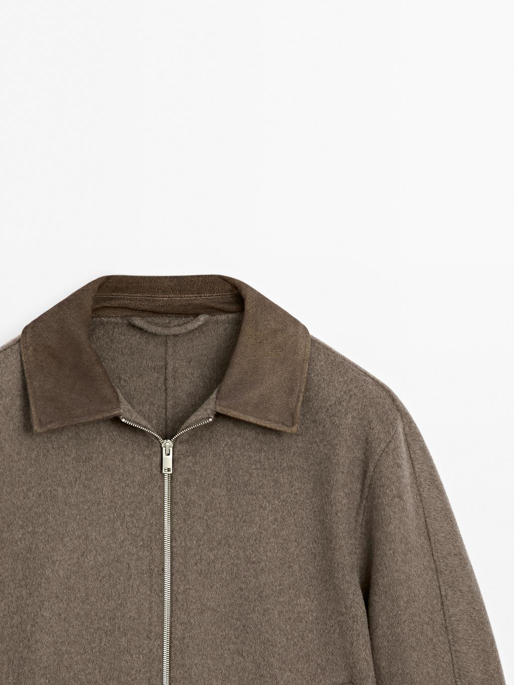 Double wool blend jacket with collar detail