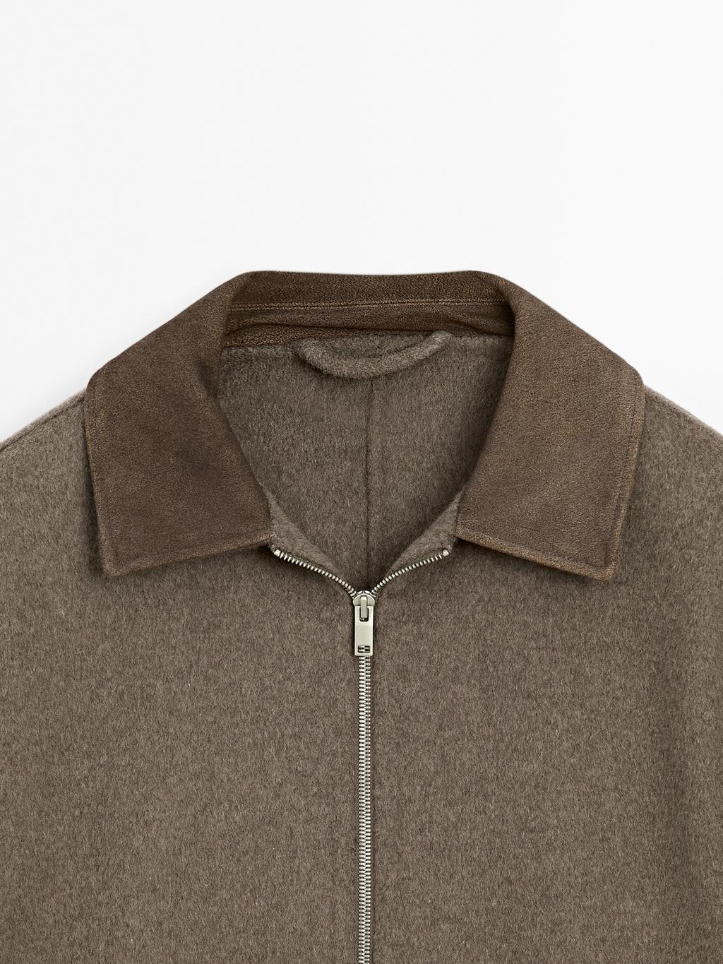 Double wool blend jacket with collar detail