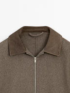 Double wool blend jacket with collar detail