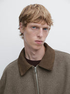 Double wool blend jacket with collar detail