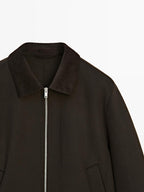 Double wool blend jacket with corduroy collar