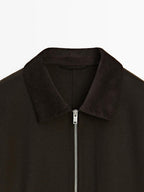 Double wool blend jacket with corduroy collar