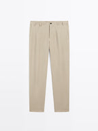 100% linen total look wide-leg trousers
