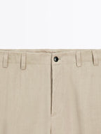 100% linen total look wide-leg trousers