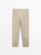 100% linen total look wide-leg trousers