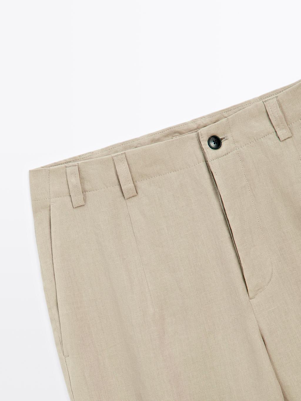 100% linen total look wide-leg trousers
