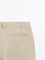 100% linen total look wide-leg trousers