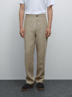 100% linen total look wide-leg trousers