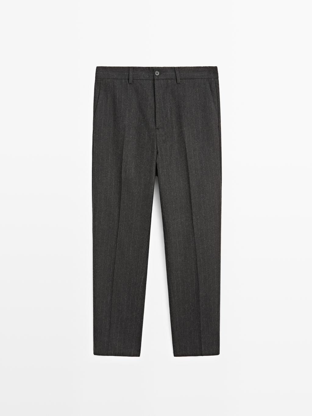 Striped wool blend trousers