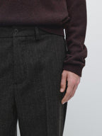 Striped wool blend trousers