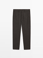 Striped wool blend suit trousers