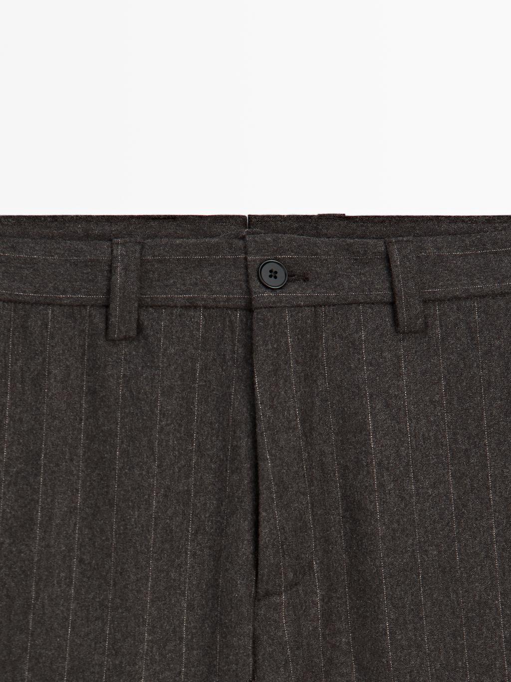 Striped wool blend suit trousers