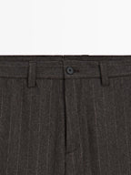 Striped wool blend suit trousers