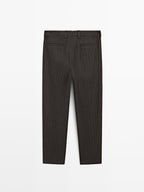 Striped wool blend suit trousers