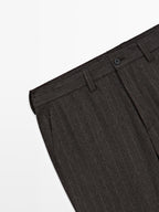 Striped wool blend suit trousers