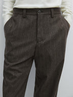 Striped wool blend suit trousers