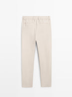 100% linen trousers with elasticated detail