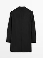 Long double wool blend coat with lapel