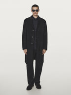 Long double wool blend coat with lapel