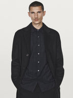 Long double wool blend coat with lapel