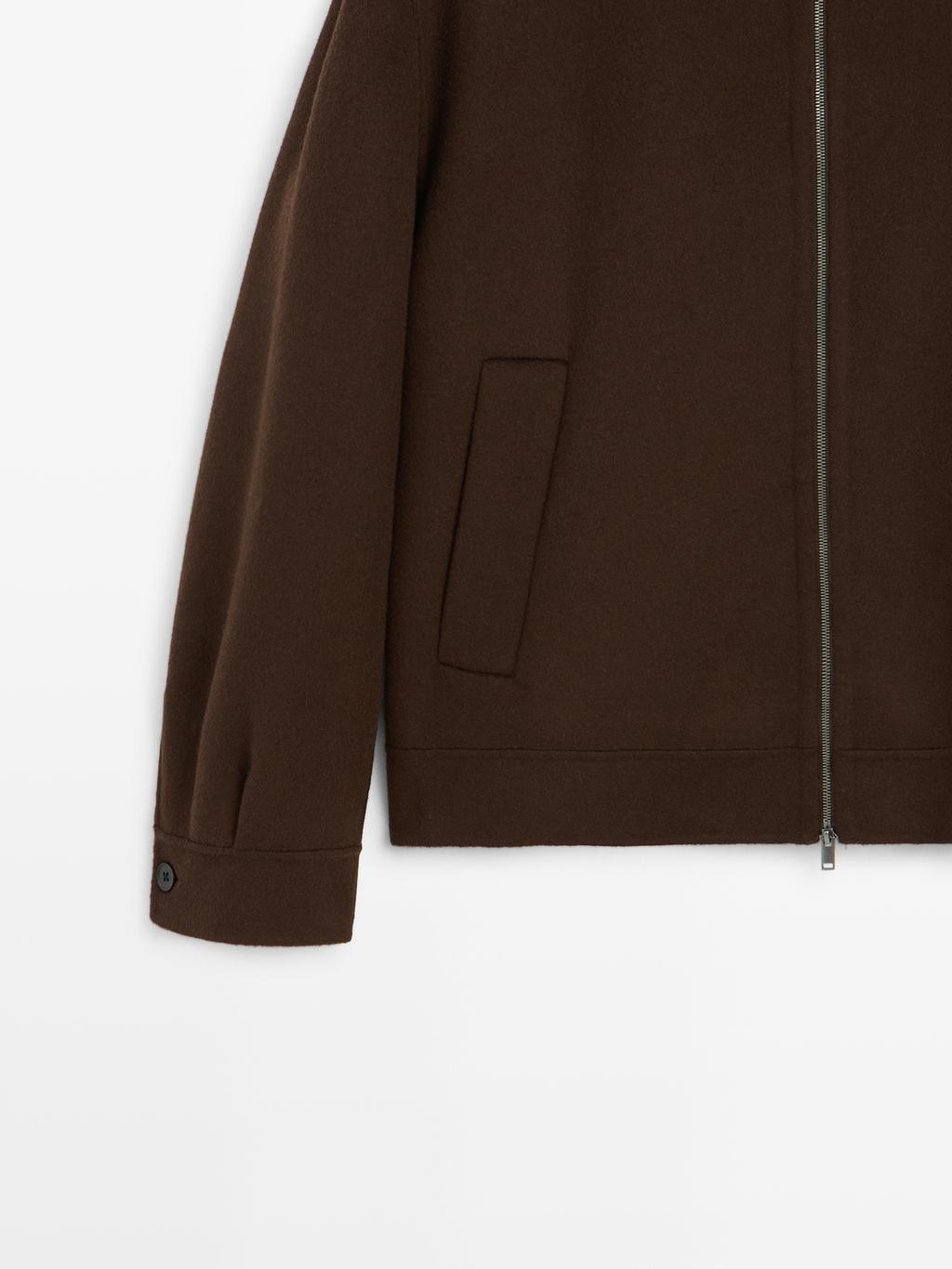 Double wool blend jacket with zip detail