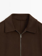 Double wool blend jacket with zip detail