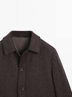 Mid-length herringbone wool blend coat