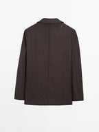 Mid-length herringbone wool blend coat