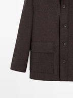 Mid-length herringbone wool blend coat