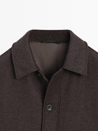 Mid-length herringbone wool blend coat